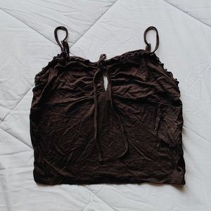 LITTLE BLACK FRILLY CROP TOP